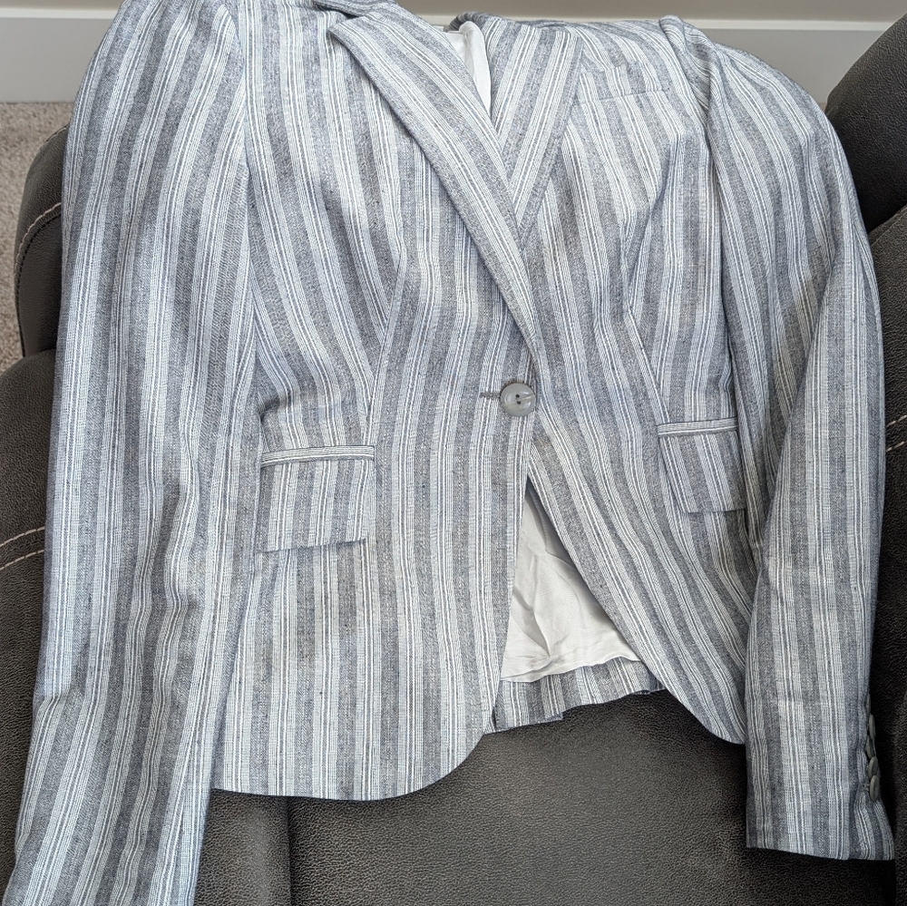 Women's Striped Gray Blazer